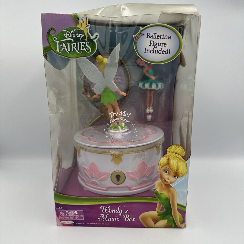 NEW RARE Disney Fairies Wendy’s Music Box Tinker Bell Musical Jewelry Box w/ Key